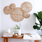 CHI AN HOME 18 Inch Boho Wall Decor – Set of 5 Woven Jute Wall Baskets, Boho Wall Art & Decorative Basket Set, Farmhouse Wall Hanging, Handwoven Wall Plates for Living Room, Bedroom – 18", 14", 11", 8", 7"