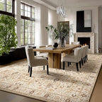Washable Rugs for Living Room: 9x12 Area Rugs for Bedroom Ultral Soft Non-Slip Stain Resistant Vintage Boho Large Carpet for High-Traffic Dining Room - Farmhouse Decor