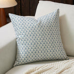 Floral Pillow Covers 20x20 Pillow Cover Block Print Couch Pillows for Living Room Decorative Neutral Accent Throw Pillow Covers, 1PC, Aqua Blue