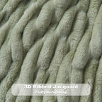 NEWCOSPLAY Super Soft Throw Blanket Sage Green Premium Silky Flannel Fleece 3D Ribbed Jacquard Lightweight Bed Blanket All Season Use (Sage Green Ribbed, Throw(50"x60"))