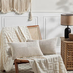 Fancy Homi 2 Packs Neutral Taupe Lumbar Decorative Throw Pillow Covers 20x28 Inch for Living Room Couch Bed Sofa, Farmhouse Home Decor, Soft Striped Corduroy Rectangle Accent Cushion Case 50x70 cm