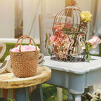 LemonRoad 2 Pcs Flower Girl Basket for Wedding Small Rustic Seagrass Basket with Handle Boho Wedding Flower Storage Farmhouse Decor for Petals Confetti Sweets Gifts 5.12 x 5.51''d (Rustic Color)