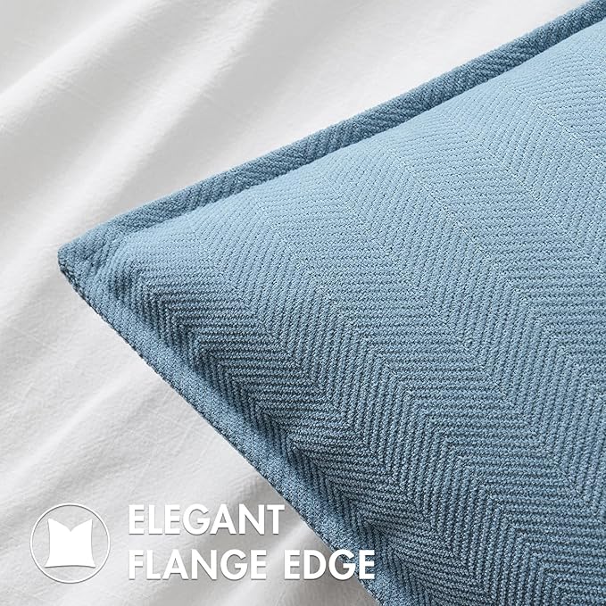 MIULEE Pack of 2 Light Blue Decorative Pillow Covers 24x24 Inch Soft Chenille Luxurious Couch Throw Pillows Farmhouse Cushion Covers Euro Shams Elegant Design for Sofa Bed Living Room Spring Decor