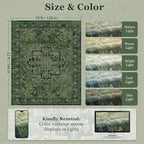 Green Large Area Rugs 10x12, Living Room Bedroom Carpet Extra Large Size Washable Non Slip, Vintage Distressed Medallio Low Pile Thin Rug for Big Dining Room