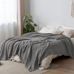 PHF 100% Cotton Muslin Blanket Queen Size 90"x90", 4-Layer Lightweight Gauze Throw, Breathable Cloud-Soft Minimalist Blanket for Bed, Couch, Camping & Baby, Greyish Black, Ideal Gift