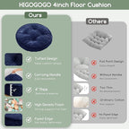 HIGOGOGO Floor Pillow Cushion for Adults, Meditation Cushion Pillow, Large Round Floor Sitting, Tufted Corduroy Cover, for Tatami Living Room or Yoga, 22x22 Inch, 2Pack, Navy