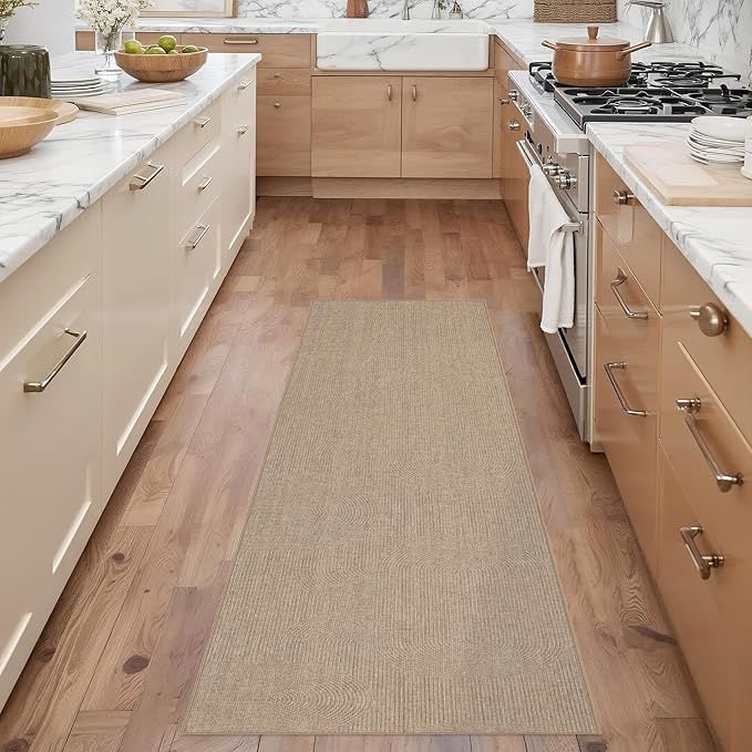Easy Jute Rug 2x6: Indoor Outdoor Natural Boho Area Rugs for Hallway Patio Non Slip - Farmhouse Neutral Contemporary Carpet Mat for Entryway Kitchen Laundry Room Bedroom Washable