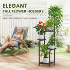 TOSKING 5 Tier Tall Plant Stand Indoor Outdoor,Anti-Tip Plant Stand indoor, Wide Base for Pots, Child and Pet Friendly,Heavy Duty Corner Shelf for Plants & Decor, Space Saving ,Tiered Metal Flower Pot Stand for Balcony, Garden, Living Room, Patio (Blac...