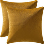 MIULEE Pack of 2 Mustard Yellow Pillow Covers 18x18 Inch Decorative Velvet Throw Pillow Covers Modern Soft Couch Throw Pillows Farmhouse Spring Home Decor for Sofa Bedroom Living Room