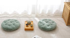 Large Floor Pillow Meditation Cushion Round Floor Cushions for Adults,Luxury Faux Fur Thick Floor Pillows for Sitting Put in Living Room Balcony Outdoor Tatami（Sage Green）