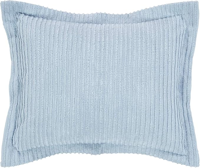 Better Trends Jullian Collection is Super Soft and Light Weight in Bold Stripes Design 100% Cotton Tufted Unique Luxurious Machine Washable Tumble Dry, Standard Sham, Blue