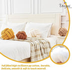 Uvvyui Knot Pillow Ball, Soft Home Decorative Pillows, Round Throw Pillow, Handmade Knotted Plush Pillow, Round Boucle Pillow Cushion (8.6 Inches Dark Yellow)