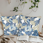 KSLIDS Vintage Floral Soft Velvet Throw Pillow Covers Set of 2 Blue Beige Floral Decorative Pillow Covers 16x16 Inch Chinoiserie Retro Pillow Case for Sofa Couch Bedroom Farmhouse Home Decor