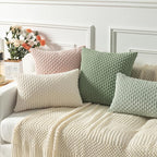 Kevin Textile 12x24 Inch Pillow Cover 1 Pack Boho Decorative Soft Striped Corduroy Lumbar Farmhouse Solid Color Accent Rectangle Cushion Case for Living Room Couch Sofa Bed, Cream White