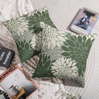 Sage Green Cream Grey Gray Pillow Covers 20X20 Inch Set of 2, Modern Dahlia Floral Print Decorative Throw Pillow Covers Outdoor Farmhouse Cushion Case for Home Couch Sofa Bed Decoration