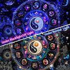 Lahasbja Blacklight Constellation Tapestry UV Reactive Sun and Moon Tapestries Spiritual Zodiac Astrology Wall Tapestries Galaxy Wall Decor Mystic Yin Yang Wall Hanging for Bedroom