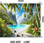 AOHMPT Ocean Sunset Tapestry, Beach Evening Sunset Tapestry, Natural Beach Palm Tree Landscape Poster, Seaside Landscape Wall Hanging for Bedroom, Dorm Room and Living Room Wall Decor 79" L x 59" W