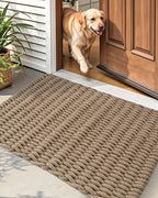 DEXI Jute Door Mat for Front Entryway, 31x47 Braided Woven Doormat Outside Entrance, Dirt Trapper Natural Fiber Entry Mats for Patio, Brown