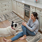KIMODE Anti Fatigue Kitchen Mats for Floor 17"x47"+17"x29", Abstract Farmhouse Kitchen Rugs, Non Slip Waterproof Kitchen Floor Mats, Comfort Standing Mats for Laundry Office Sink Desk Black Grey