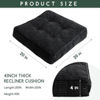 HIGOGOGO Tufted Corduroy Recliner Seat Cushion for Elderly, High Density Foam Large Square Seat Cushion for Recliner Chair, Floor Pillow, Office Chair, Car, No Pressure on Thighs, 20x20x4