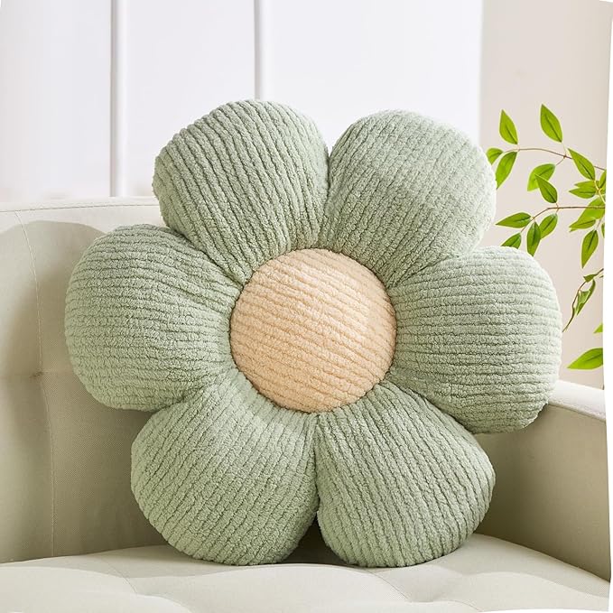 Flower Pillow Flowers Shaped Pillow Cushion Decorative Daisy Pillow for Bed Cute Throw Pillow Flower Floor Pillow Soft Seat Cushion Sage Cushion 19.6"