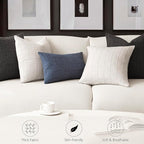 Foindtower Set of 2 Decorative Linen Check Throw Pillow Covers Neutral Farmhouse Vintage Cushion Covers Modern Boho Home Decor for Sofa Chair Couch Bedroom Living Room,18×18 Inch,Cream White