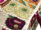 Mam Treasures Indian Bohemian Decorative Pillow Vintage Cushion Cover Patchwork Square Floor Pillow Cover Meditation Cushion Large Floor Pillow Indian Cushion (White, 22 X 22 X 5 Inch)