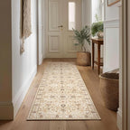 2'x6' Washable Runner Rug Utral Soft Lightweight Vintage Boho Distressed Non-Slip Backing,Low Pile Stain Resistant Farmhouse Rug for High-Traffic Hallway, Kitchen & Laundry