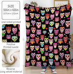 Throw Blanket for Couch, 300GSM Warm Soft Cozy Flannel Blanket, Cute Blanket for All Seasons Bedroom Home Decor Gifts, Colorful Boho Owls 50x60 Inches