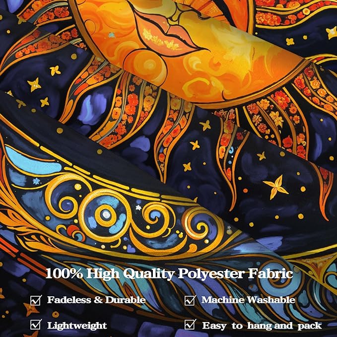 Spenlife Celestial Sun and Moon Tapestry Cosmic Tapestry for Bedroom Astral Tapestries Wall Hanging Bedroom Living Room Wall Art and Home Decor 70x90 Blue