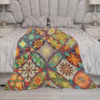 Boho Floral Throw Blanket Colorful Mandala Bohemian Indian Hippie Vintage Blanket for Sofa Bed Couch Chair or Dorm 30"x40"