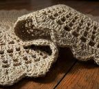 Jute Hand Crochet Rug, Natural - 3 Feet Round, Non Slip Decorative Small Area Rugs for Bedroom, Kitchen, Living Room, Nursery | Farmhouse Accent Scalloped Rustic Door Mat for Patio Décor