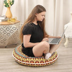 32 inches Meditation Floor Cushion for Adults, 2 Pack Round Large Thick Floor Pillow, Memory Foam Filling, Yellow