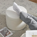 Bezseller Soft Boucle Pouf Ottoman, Comfortable Foot Rest, Full Foam Filling Footstool for Living Room, Bedroom, Lightweight Comfort and Charm Floor Poof Seating Perfect to Rest Your Feet, Beige