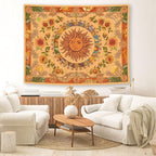 Accnicc Yellow Sun and Moon Tapestry Vintage Indie Boho Tapestry Wall Hanging with Sunflowers Butterfly Moth Constellation Aesthetic Wall Tapestries for Bedroom Dorm Living Room (Orange, 80'' × 60'')