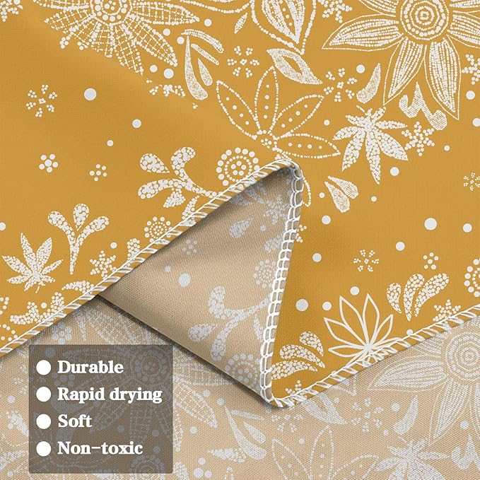 Neasow Bohemian Tapestry Wall Hanging, Orange Floral Tapestry with Dotted Daisy Medallion Print Bedroom Boho Hippie Home Decor, 50x60 inches