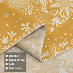 Neasow Bohemian Tapestry Wall Hanging, Orange Floral Tapestry with Dotted Daisy Medallion Print Bedroom Boho Hippie Home Decor, 60x80 inches