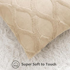 decorUhome Spring Throw Pillow Covers 18x18 Inch Set of 2, Soft Plush Faux Fur Wool Light Brown Accent Couch Pillow Covers for Modern Farmhouse Bed Sofa Living Room