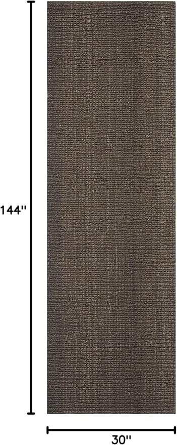 SAFAVIEH Natural Fiber Collection Runner Rug - 2'6" x 12', Brown, Handmade Jute, Farmhouse Style, Chunky Textured Thick Pile (NF447D)