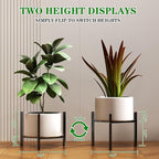 Plant Stand Indoor Adjustable, Metal Modern Plant Stand, Heavy Duty Stable Plant Pot Flower Holder Indoor Outdoor Corner, Fit 8 9 10 11 12 inch Pots, Black
