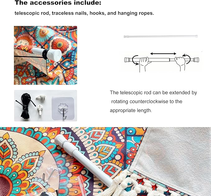 capasin Mandala Boho Macrame Wall Hanging Tapestry For Bedroom Tapestries Vertical Art Fabric Decor Door Living Room Bohemian (Style A, 17.5 * 43)