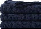 Battilo Navy BlueThrow Blanket for Couch, 51"x67", Chenille Knit Throw Blanket, Super Soft Warm Blanket, Decorative Christmas Textured Throw Blanket for Bed,Living Room