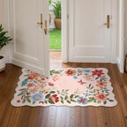 Lahome Floral Pink Rugs for Entryway, 2X3 Washable Kitchen Rug Non Slip, Ultra-Thin Indoor Door Mat Stain Resistant Boho Small Carpet for Bathroom Bedroom Flore (2x3ft,Light Pink)