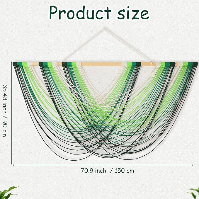 Tiamon Boho Wall Decor - 59''W x 35.4'' L Macrame Wall Hanging Dip-Dye Large Tapestry Art for Home Bathroom Farmhouse Bedroom Living Room Office Natural Modern Rustic Decoration