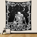 Wonrizon The Lovers Skull Tapestry,Black and White Romantic Constellation Skeleton Tapestries Wall Hanging decor for Living Room Bedroom (51.2”x 59.1”)