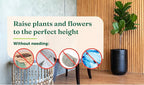 Short Tapered Plant Riser Fill Bottom of Tall Flower Pots and Large Plant Containers | Indoor and Outdoor (7-10” Rise, 6" Base, 10" Top)
