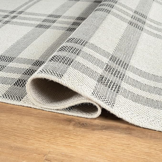 CAMILSON Easy Jute Rug 2x3, Indoor Outdoor Off-White Color Fiber Area Rugs for Entry, Living Room and Kitchen Rug, Checkred Boho Woven Design, Easy-Cleaning, Washable Outside Carpet (2 x 3)