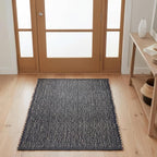Charcoal Gray 20X30 Jute Rug Braided Construction - Farmhouse Woven Carpet - Mid-Century Modern Floor Covering for Entryway or Kitchen, 20" x 30"