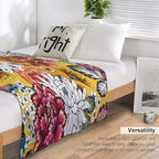Boho Floral Throw Blanket Bohemian Colorful Flowers Print Mandala Blanket for Sofa Bed Couch Chair Or Dorm 40"x50"