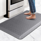HappyTrends Kitchen Floor Mat - 4/5 Inch Thick Anti-Fatigue Kitchen Rug,Waterproof Non-Slip Kitchen Mats and Rugs Heavy Duty Ergonomic Comfort Rug for Kitchen,Office,Sink,Laundry,(22"x36", Gray)